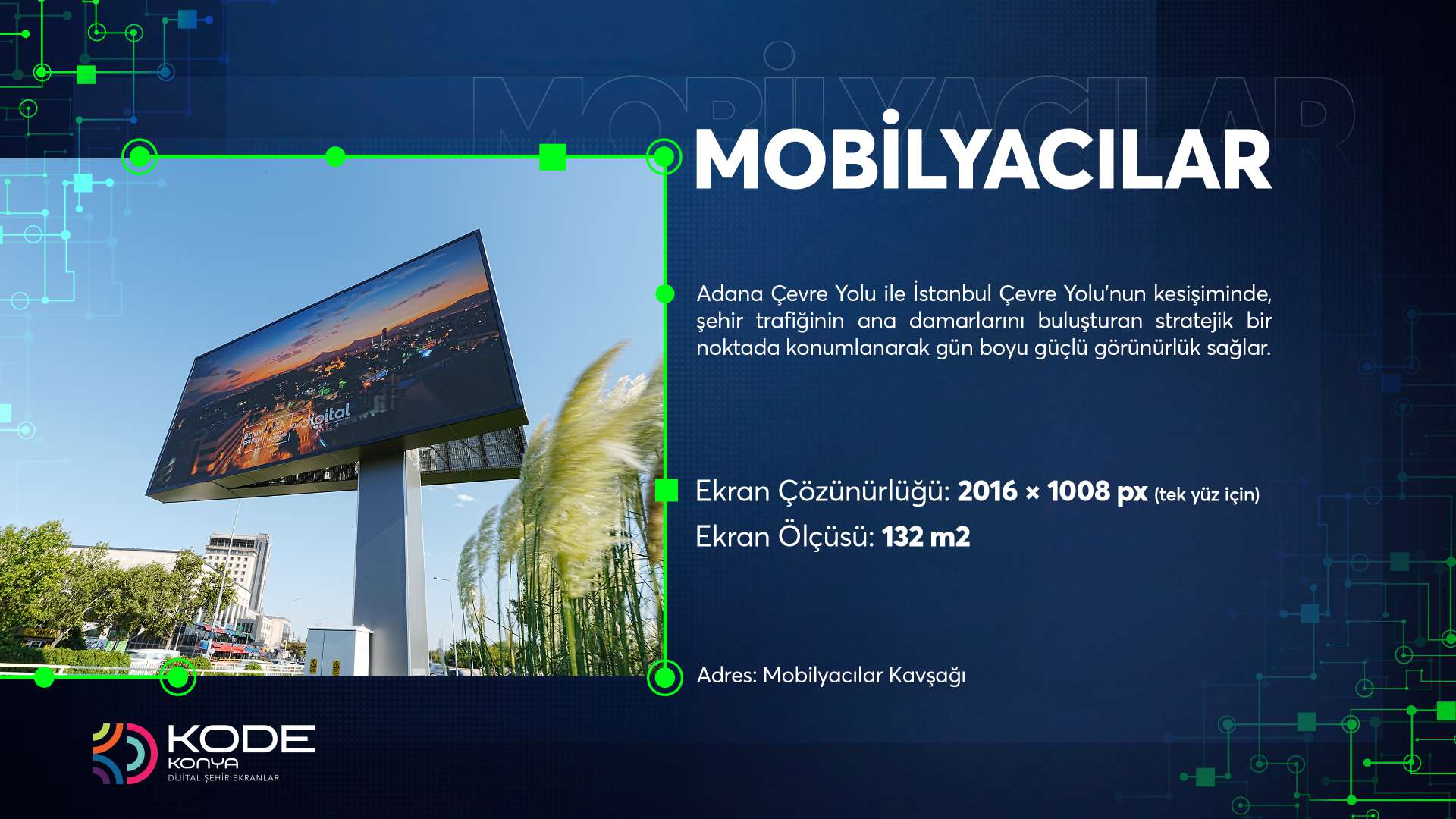 KODE Konya Mobilyacılar Kavşağı LED Ekran advertising view 2