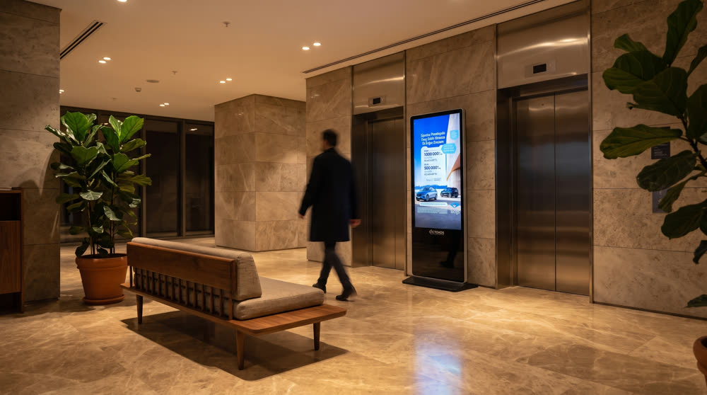 OctoAds Konut Asansör Dijital Ekran Ağı advertising view 7